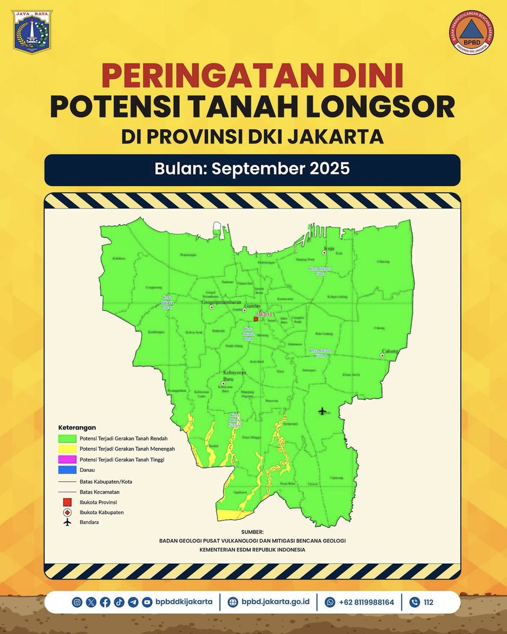 Prakiraan wilayah potensi terjadi gerakan tanah disusun berdasarkan hasil tumpang susun (overlay) antara peta zona kerentanan gerakan tanah dengan peta prakiraan curah hujan bulanan yang diperoleh dari BMKG. (Instagram BPBD)