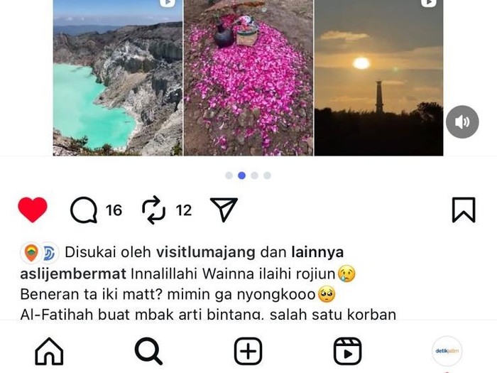 Salah satu akun pemengaruh di Jember mengunggah tangkapan layar akun Instagram milik Arti Wibowati, @arti.bintang.