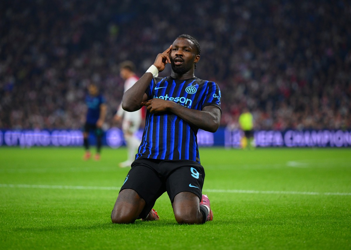 Striker Inter Milan Marcus Thuram gacor banget di awal musim ini. (Foto: Inter via Getty Images/Mattia Pistoia)
