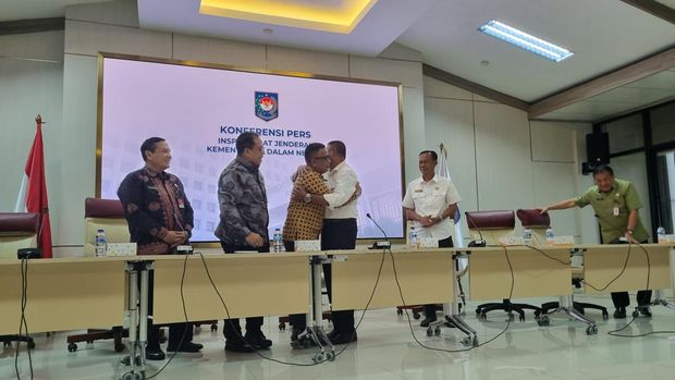 Konferensi pers di Kemendagri (Taufiq/detikcom)