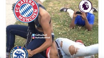 Meme klub-klub di Liga Inggris berterima kasih Bayern Munich melibas Chelsea. jFoto: X.com