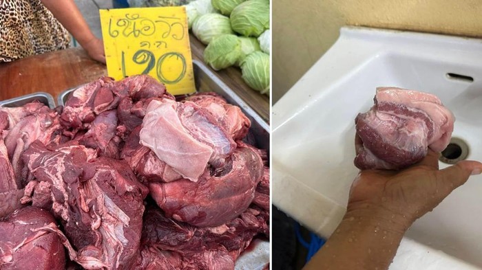 Curangi Konsumen! Pedagang Ini Palsukan Daging Babi Jadi Daging Sapi.