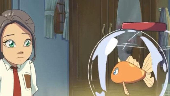 Tampilan salah satu scene dari animasi Ikan Mas Tur Dedari milik Gung Adhistya