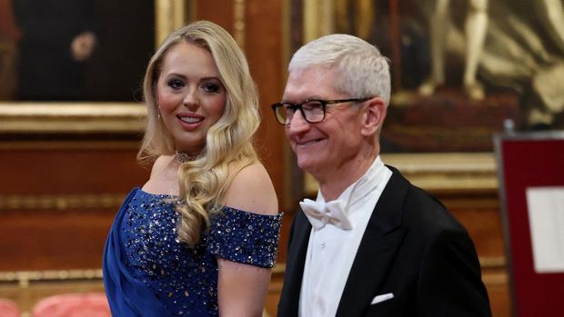 Tiffany Trump and Tim Cook, Apple CEO attend the State visit by the President of the United States of America at Windsor Castle, in Windsor, Britain, September 17, 2025. Anna Moneymaker/Pool via REUTERS
