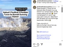 Viral! Aksi Nekat 2 Pendaki Turun ke Kawah Gunung Slamet