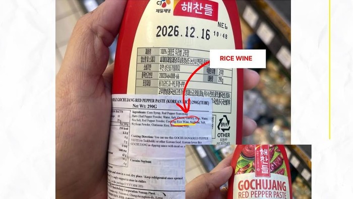 Bumbu gochujang halal, tapi berbahan rice wine.