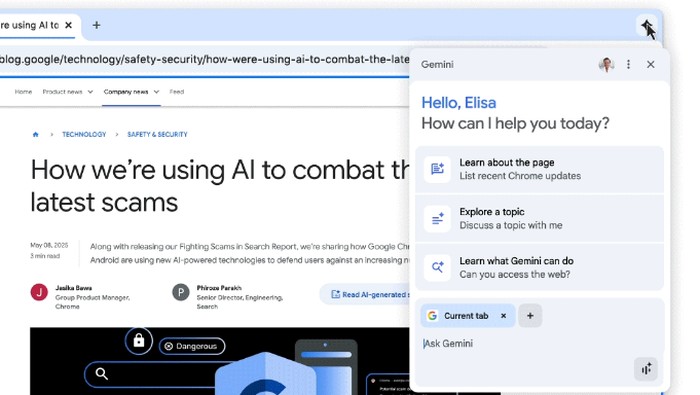 Gemini di Google Chrome
