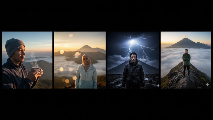 Ilustrasi pendaki (Gambar yang disajikan dalam artikel ini bukanlah foto asli hasil pemotretan, melainkan kreasi visual yang sepenuhnya dihasilkan oleh kecerdasan buatan Gemini AI).
