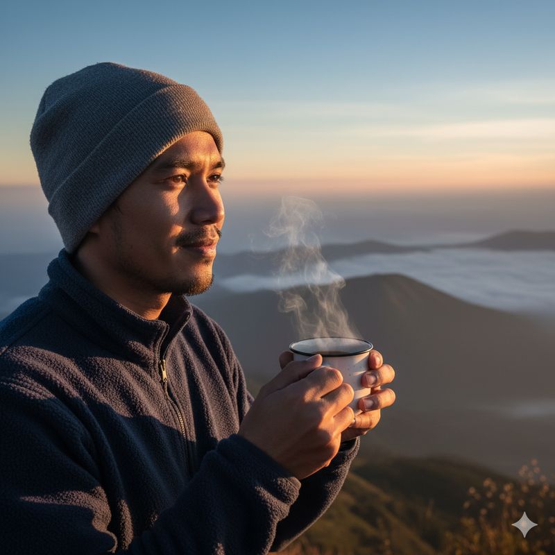 Ilustrasi pendaki (Gambar yang disajikan dalam artikel ini bukanlah foto asli hasil pemotretan, melainkan kreasi visual yang sepenuhnya dihasilkan oleh kecerdasan buatan Gemini AI).