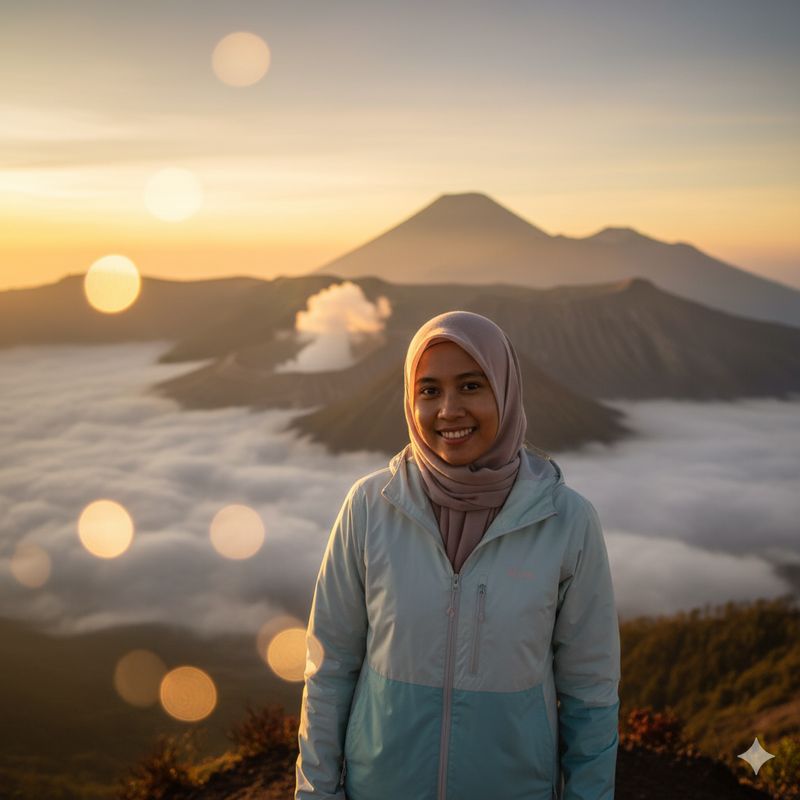 Ilustrasi pendaki (Gambar yang disajikan dalam artikel ini bukanlah foto asli hasil pemotretan, melainkan kreasi visual yang sepenuhnya dihasilkan oleh kecerdasan buatan Gemini AI).