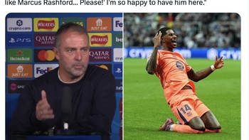 Hansi Flick pun bahagia Rahsford datang membela Barcelona. Foto: X.com