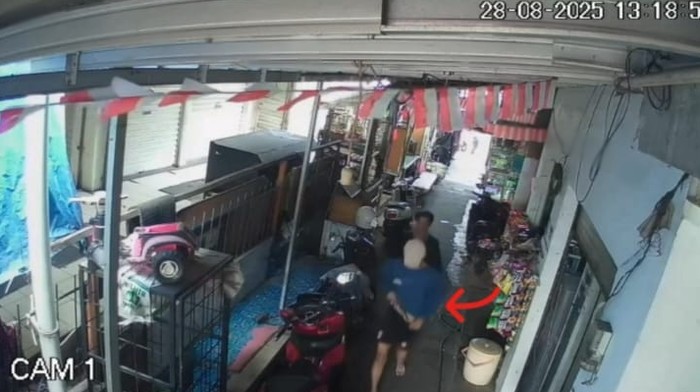 Penampakan terduga pembunuh pemuda di Cilincing terekam CCTV.