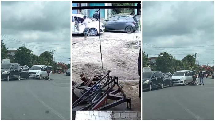 Polisi saat mengejar pengedar narkoba yang berusaha kabur saat hendak ditangkap
