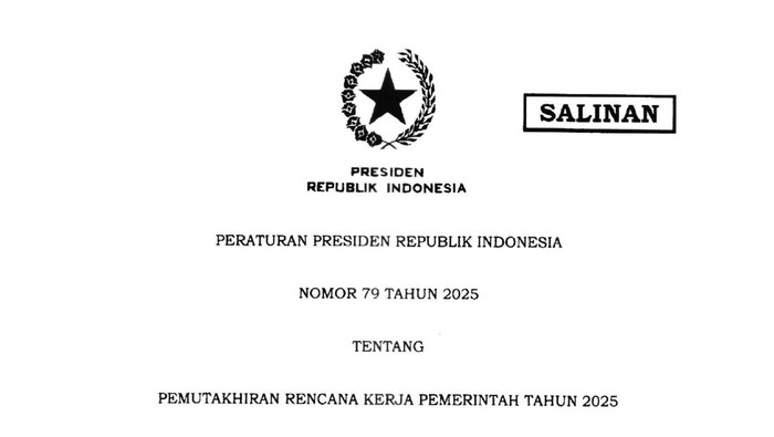 Peraturan Presiden (Perpres) Nomor 79 Tahun 2025 tentang Pemutakhiran Rencana Kerja Pemerintah Tahun 2025