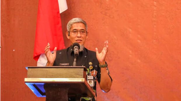 Sekda Jateng, Sumarno, saat menghadiri Musyawarah Wilayah AIPKI Regional Wilayah IV di Hotel Santika Premiere, Semarang, Jumat (19/9/2025)