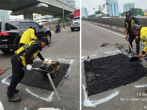 Bina Marga Tutup Lubang Flyover Pancoran Usai Terjadi 3 Kecelakaan