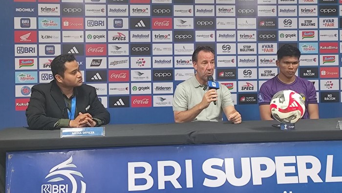 Jumpa pers PSIM Jogja usai mengalahkan Bali United di Stadion Kapten I Wayan Dipta, Bali, Sabtu (20/9/2025).