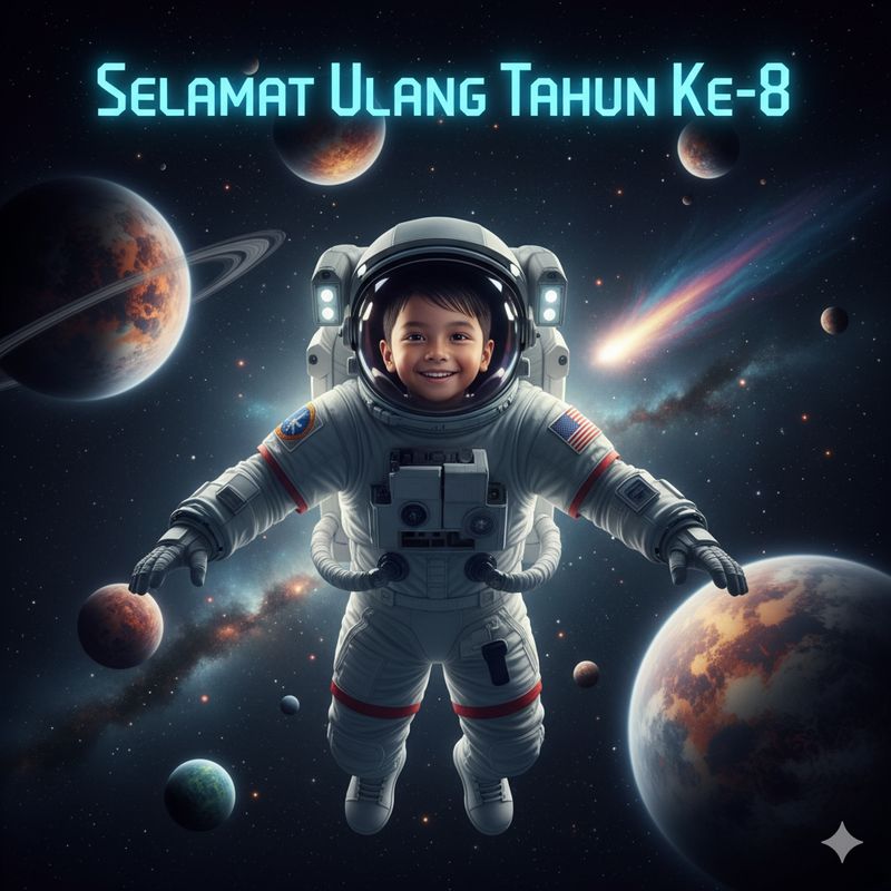 Ilustrasi poster ulang tahun (Seluruh gambar yang disajikan dalam artikel ini bukanlah visual asli, melainkan kreasi visual yang sepenuhnya dihasilkan oleh kecerdasan buatan Gemini AI).