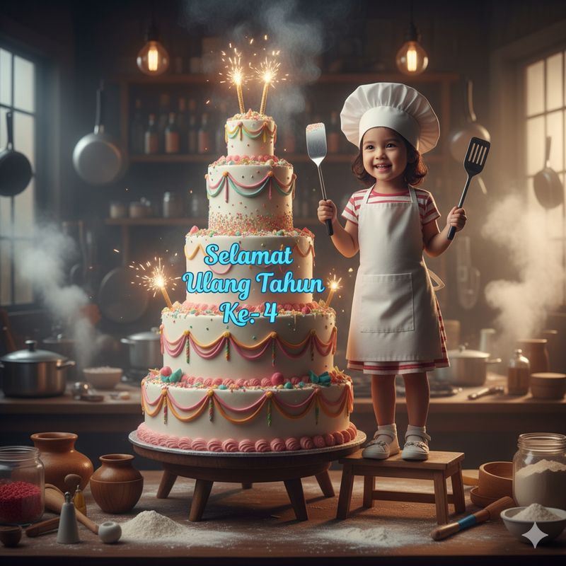 Ilustrasi poster ulang tahun (Seluruh gambar yang disajikan dalam artikel ini bukanlah visual asli, melainkan kreasi visual yang sepenuhnya dihasilkan oleh kecerdasan buatan Gemini AI).