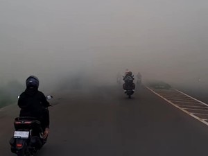 Asap Tebal Tutup Jalinsum Palembang-Indralaya, Pengendara Harus Hati-Hati