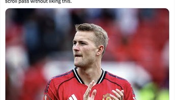Pemain MU lain yang dipuji semalam adalah bek Matthijs de Ligt. Foto: X.com