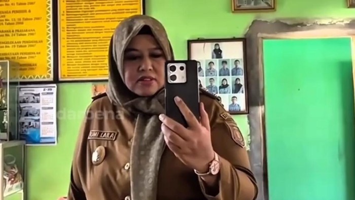 Tangkap layar video saat Wabup Pringsewu sidak di sekolah.