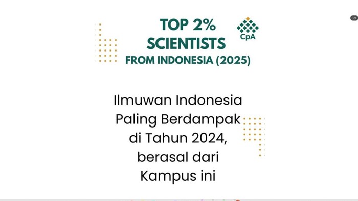 5 Ilmuwan PTKIN masuk daftar top 2% ilmuwan terbaik dunia.