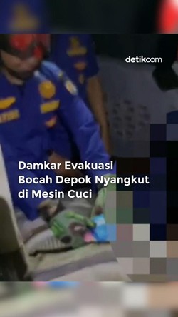 Video: Bocah Depok Nyangkut di Mesin Cuci, Damkar Turun Tangan Evakuasi