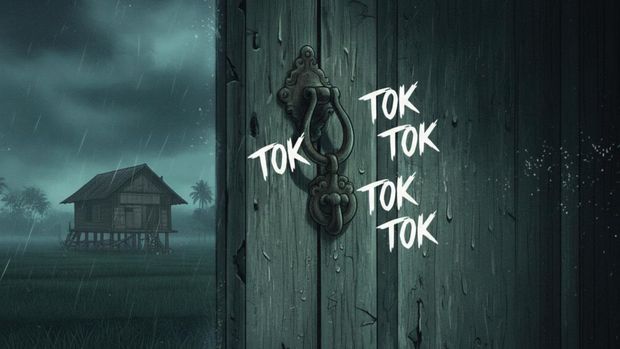 Ilustrasi ketukan pintu misterius Ilustrasi ketukan pintu misterius