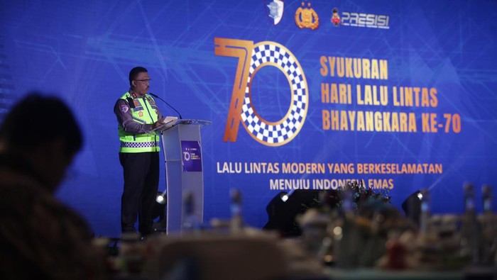 Kakorlantas Polri Irjen Agus Suryonugroho saat menyampaikan sambutan (Rifkianto Nugroho/detikcom)