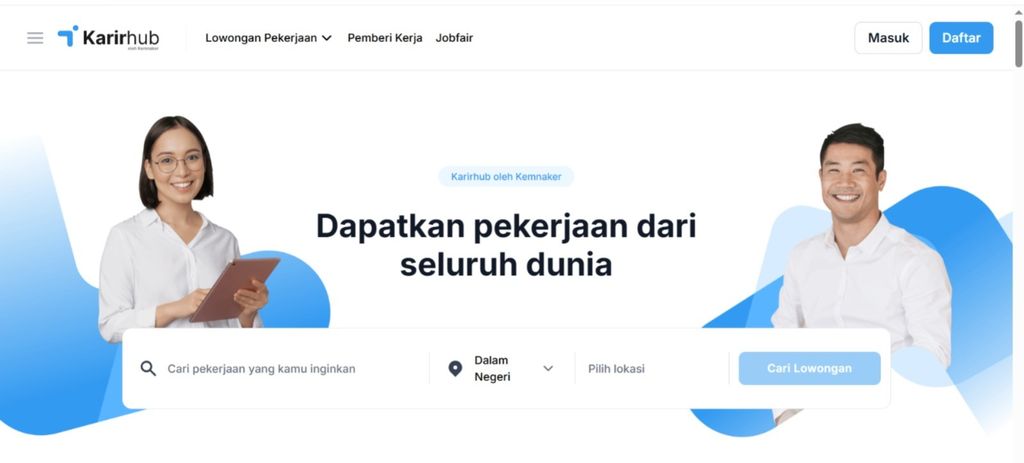 Karirhub di situs resmi Kemnaker. (Dok. Kemnaker)