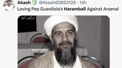 Meme Pep Guardiola Pakai Taktik Haramball Lawan Arsenal