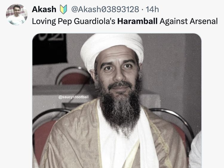 Meme Pep Guardiola Pakai Taktik Haramball Lawan Arsenal