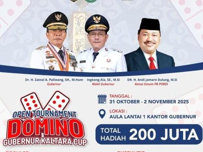 Poster Open Tournament Domino Gubernur Kaltara Cup.