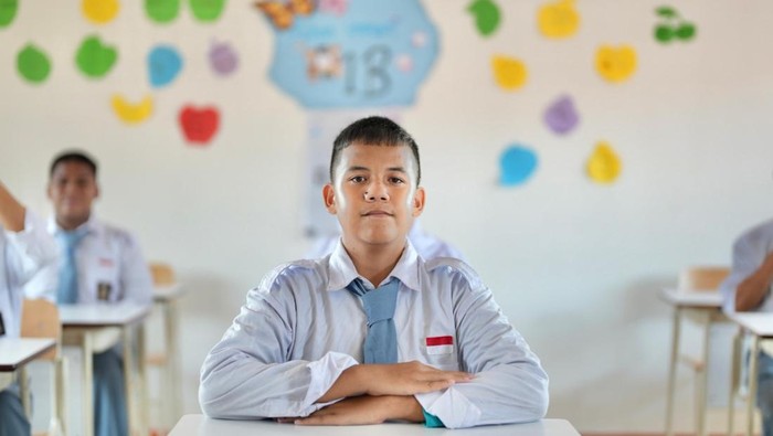Sifan, siswa Sekolah Rakyat Menengah Atas (SRMA) 13 Bekasi, Jawa Barat