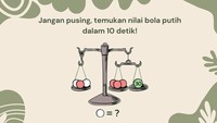 Timbangan ini menunjukkan kombinasi bola merah, putih, dan hijau. Bisakah kamu temukan nilai bola putih? (Foto: Aida Adha Siregar/detikHealth)