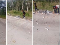 Hendak Diantar ke Sekolah, Puluhan Paket MBG di Lampung Tumpah di Jalan