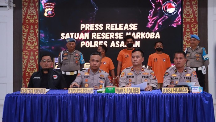 Polres Asahan saat merilis kasus pengungakapn sabu-sabu. (Foto: dok. Polres Asahan)