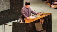 Presiden Prabowo Subianto menyampaikan pandangannya dalam Konferensi Internasional Tingkat Tinggi (KITT) untuk Penyelesaian Damai atas Masalah Palestina dan Implementasi Solusi Dua Negara di Markas Besar PBB, New York, Amerika Serikat, Senin (22/9/2025). ANTARA FOTO/Fathur Rochman
