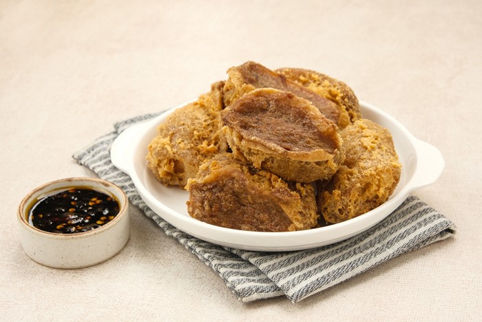 Tahu Walik, fried tofu stuffed with meatball. Indonesian food