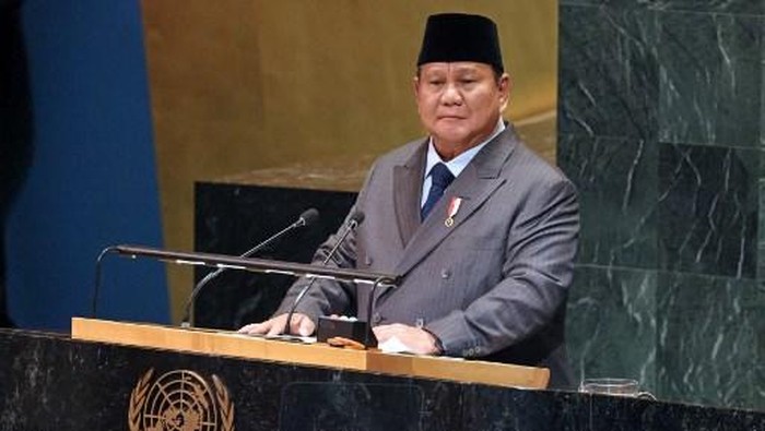Indonesias President Prabowo Subianto speaks during a United Nations Summit on Palestinians at UN headquarters during the United Nations General Assembly (UNGA) in New York on September 22, 2025. France and other countries prepared to recognize a Palestinian state as the UNs centerpiece diplomatic week got underway Monday, following a rash of Western governments in symbolically endorsing statehood and sparking Israels wrath. (Photo by Ludovic MARIN / AFP)