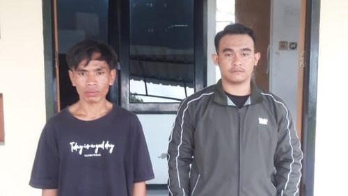 AR (kanan) dan BH (kiri), tersangka penganiayaan di Lingkungan Turida Barat, Kecamatan Sandubaya, Mataram. (Dok. Polresta Mataram)