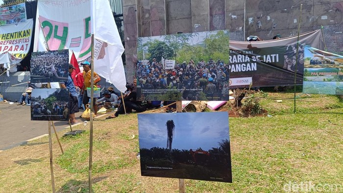 Demo Hari Tani di depan DPR. (Rizky Adha/detikcom)
