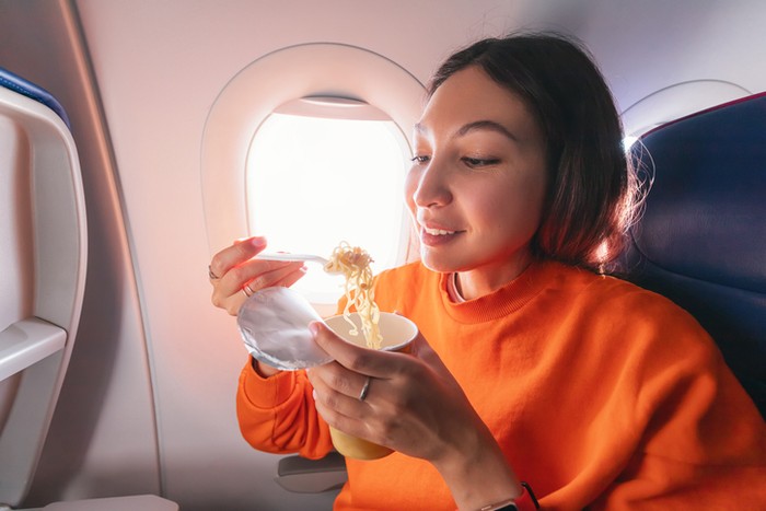 Ilustrasi makan di pesawat