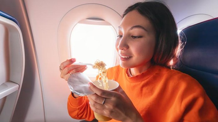 Ilustrasi makan di pesawat