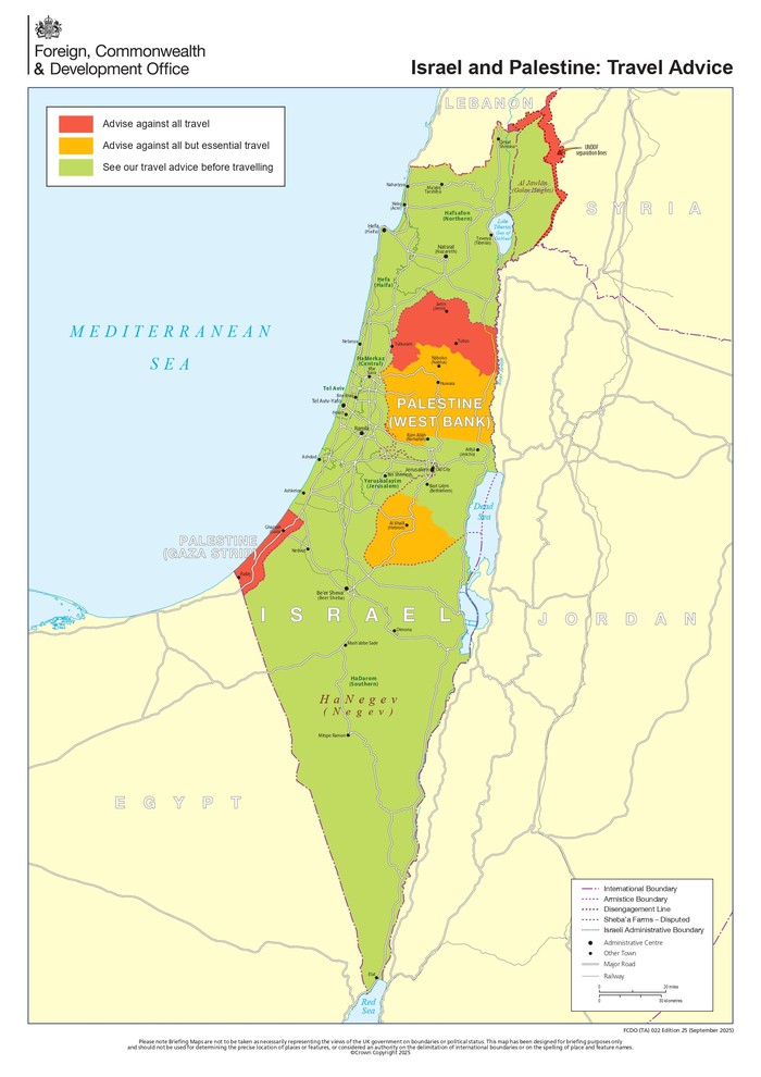 Peta negara Palestina yang diperbaharui Inggris