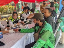 Polres-Kodim Tulungagung Gelar Pemeriksaan Kesehatan Gratis Ojol