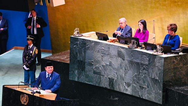 Prabowo saat pidato di Sidang Umum ke-80 PBB, New York, Selasa (23/9/2025).