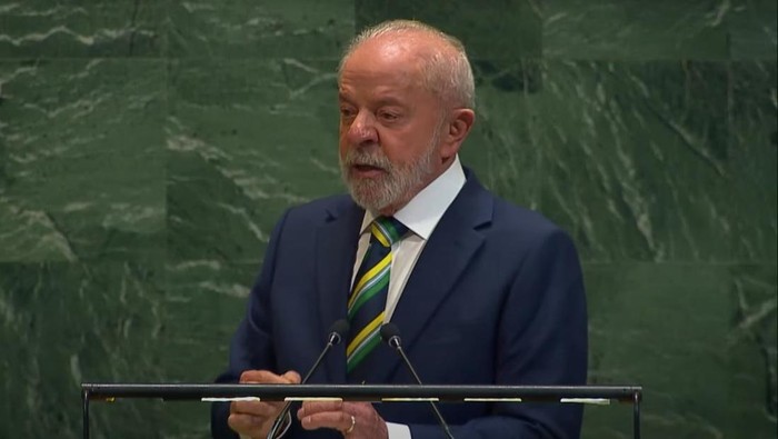 Presiden Brasil Luiz Inacio Lula da Silva di Sidang Umum ke-80 Perserikatan Bangsa-bangsa. (YouTube United Nation)