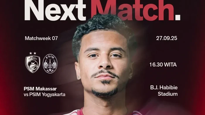 PSM Makassar akan menghadapi PSIM Yogyakarta dalam laga Super League 2025/2026 di Stadion Gelora BJ Habibie.